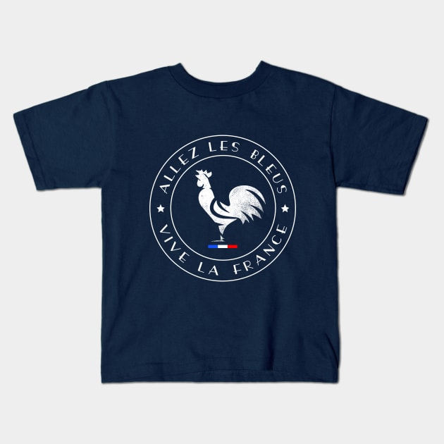 Allez les Bleus Vive La France Gallic Rooster Two Stars Kids T-Shirt by French Salsa